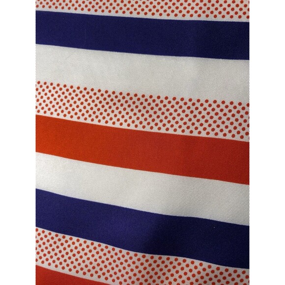 Vintage ECHO 100% Silk Scarf Striped Red White Navy Blue Rectangular Classic - Picture 3 of 6